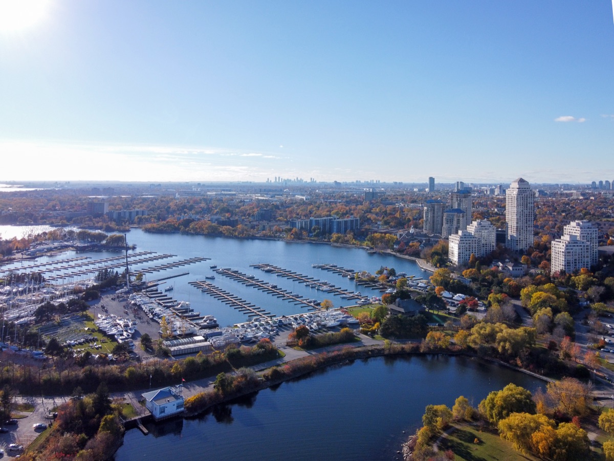 Humber Bay Shores condo towers viewed from across the water